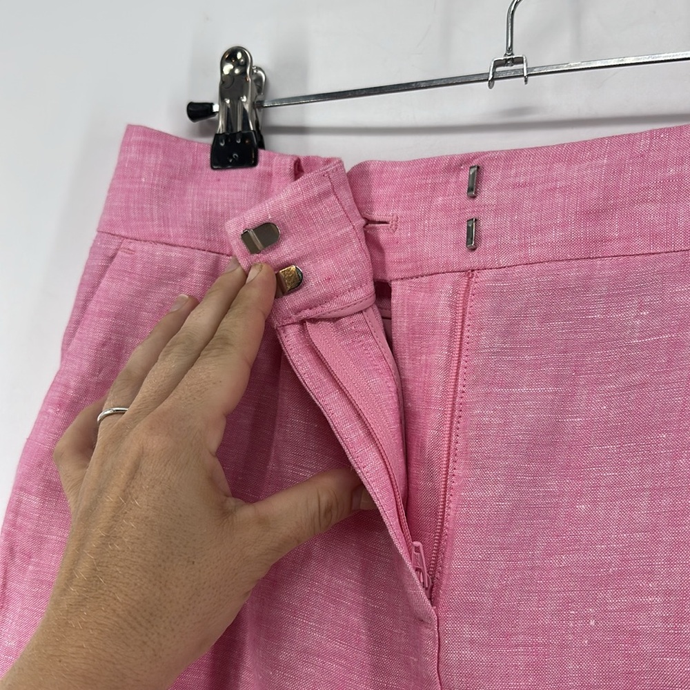 Talbots 100% Linen Pink Midi Skirt with Slit - Picture 10 of 16